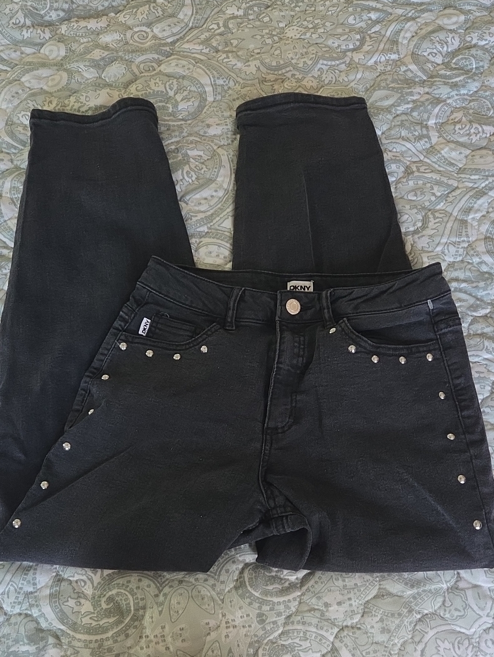 DKNY Black Jeans with Silver Stud Accents